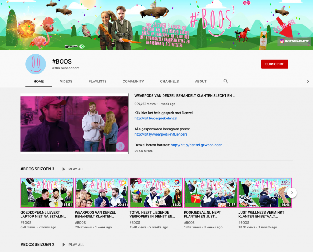 Youtube kanaal van #BOOS